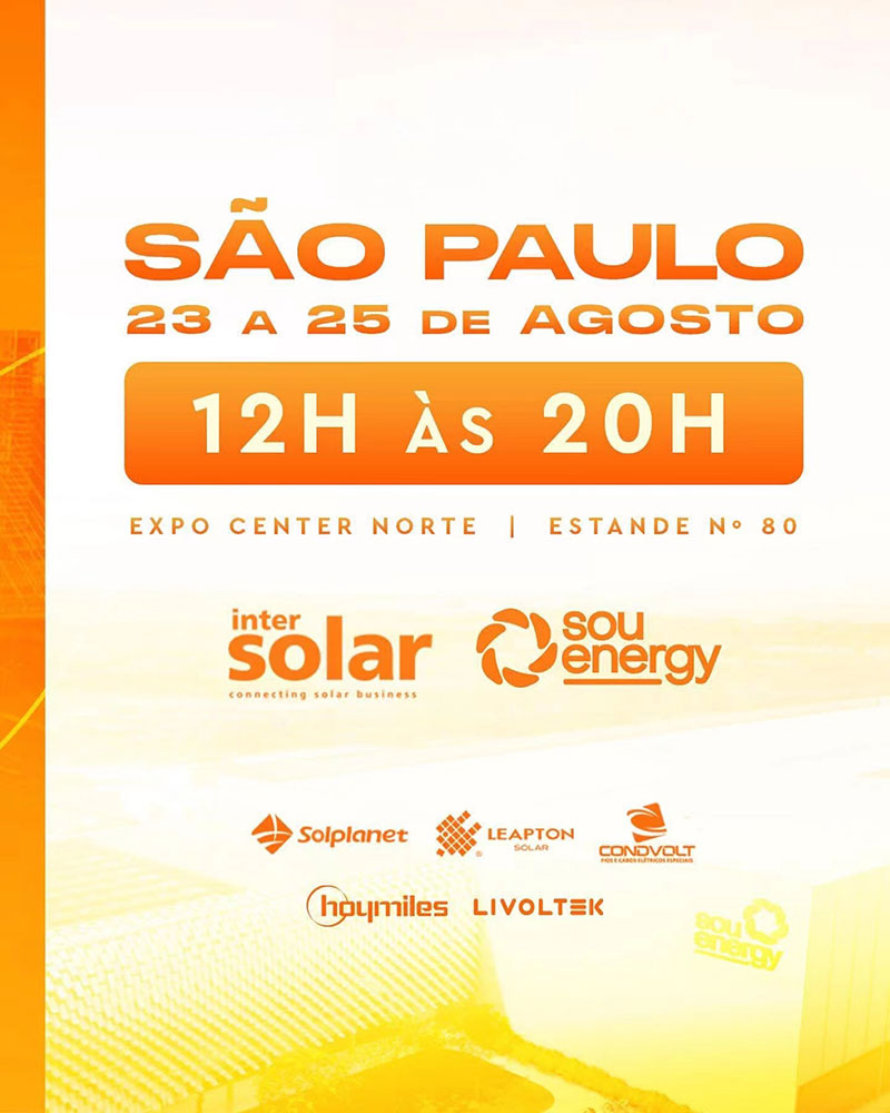A Leaton solar & Sou Energy participará da Inter solar de 23 a 25 de agosto.